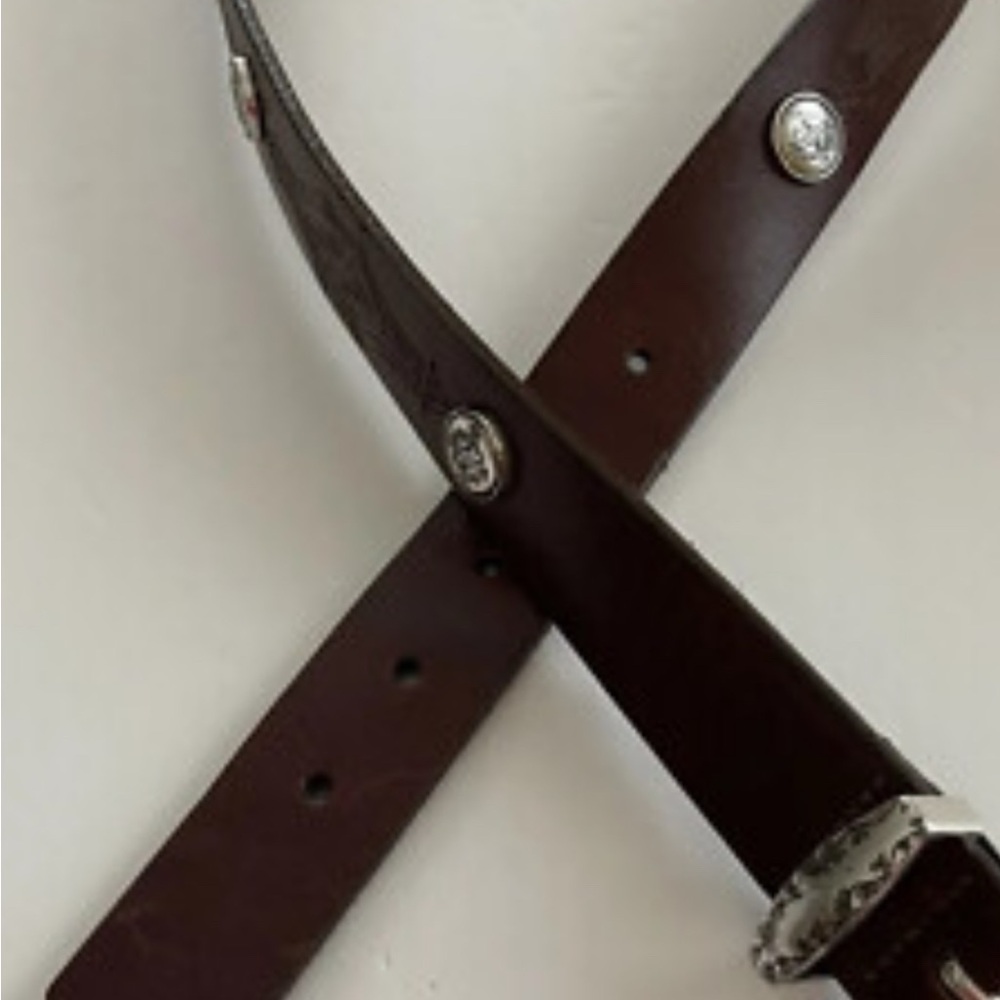 Brighton Vintage Brown Leather Belt with Silver Accents